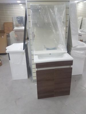 MEUBLE SDB 060 POSER AVEC PIED K3 MARRON