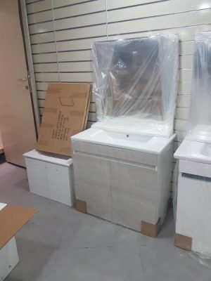 MEUBLE SDB 080 POSER AVEC PIED K3 BEIGE