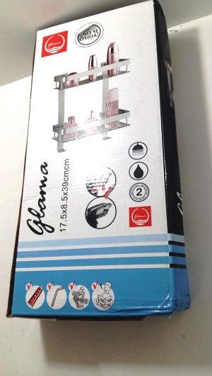 COIN DOUCHE ALUMINIUM PLAT 2 ETAGERES GA