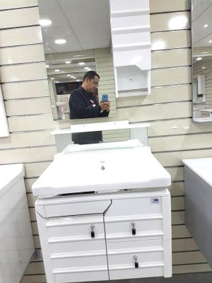 MEUBLE SDB 060 SUSPENDU BLANC+NOIR