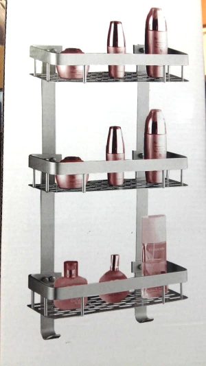 COIN DOUCHE ALUMINIUM PLAT 3 ETAGERES GLAMA