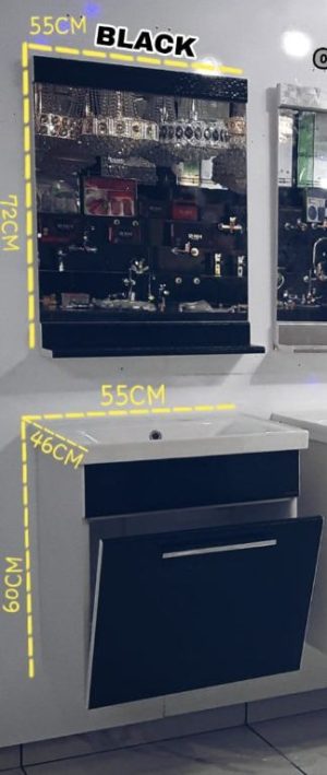 MEUBLE SDB 055 SUSPENDU NOIR MERTENIK