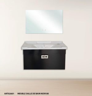 MEUBLE SDB 080 SUSPENDU NOIR 2601