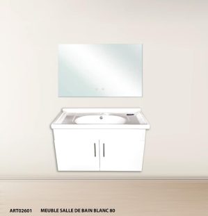 MEUBLE SDB 080 SUSPENDU BLANC 2601