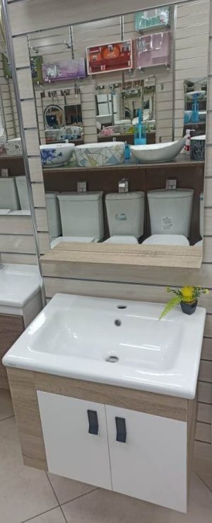 MEUBLE SDB 060 SUSPENDU OAK BLANC