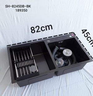 EVIER INOX 82X45 POLISH DOU SS EGOUTTOIR ENCASTRE NOIR