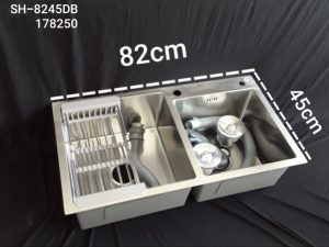 EVIER INOX 82X45 POLISH DOU SS EGOUTTOIR ENCASTRE