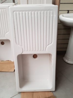 EVIER CER 100X50 PORCHE SIM AC EGOUTTOIR BLANC REF 459