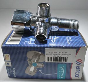 ROBINET EQUERRE DOUBLE 1/2 3/8 3/8 TWIN ARCO